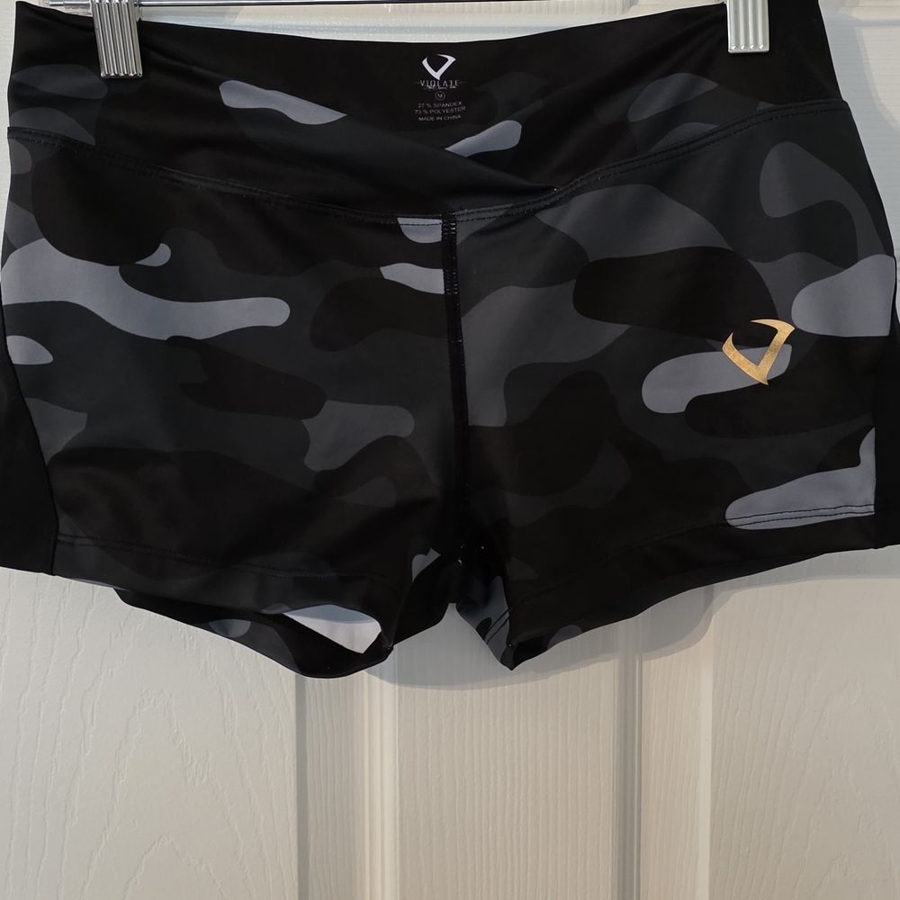 Violate The Dress Code Women's Black & Gray Camo Bike Shorts